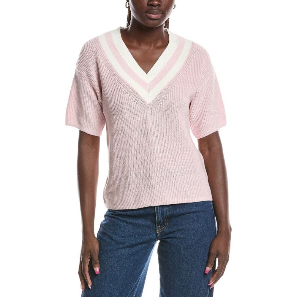 Brooks Brothers Womens Mini Cable Tennis Linen-Blend Sweater, Purple